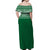 Tonga Off Shoulder Long Dress - Tongan Pattern Green - LT12 - Polynesian Pride