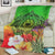 Samoa Premium Blanket - Manta Ray Tropical Flowers (Green) - Polynesian Pride