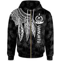 Vanuatu Zip up Hoodie Polynesian Wings (White) BN15 Unisex Blue - Polynesian Pride
