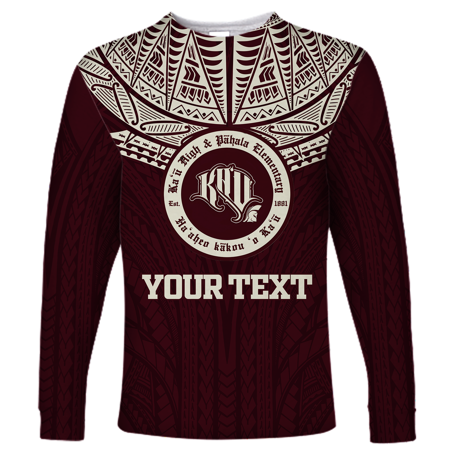 (Custom Personalised) Hawaii Kau High & Pahala Elementary School Pride Long Sleeve Shirt - LT12 Unisex Red - Polynesian Pride