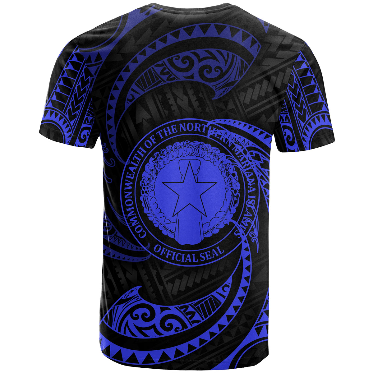 Northern Mariana Islands Polynesian T Shirt Blue Tribal Wave - Polynesian Pride