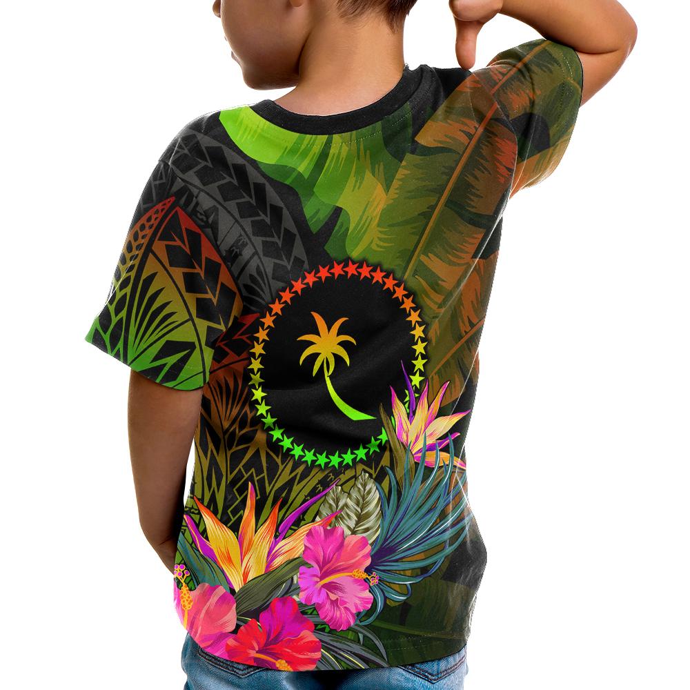 Chuuk Polynesian Custom T Shirt Hibiscus and Banana Leaves - Polynesian Pride