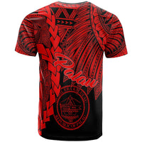 Palau Polynesian Custom T Shirt Tribal Wave Tattoo Red - Polynesian Pride
