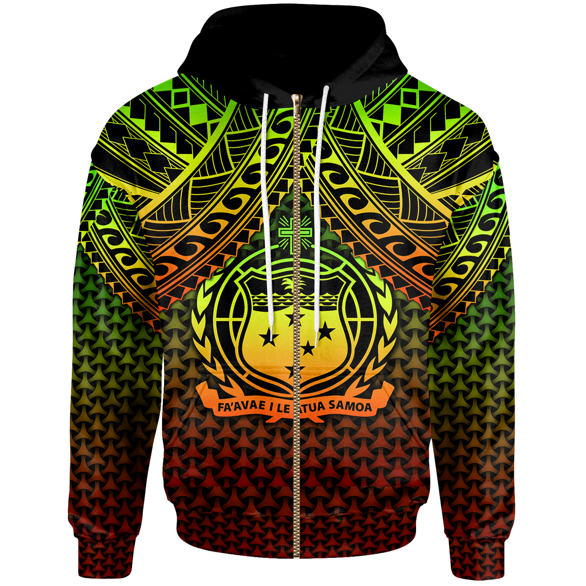 Polynesian Samoa Custom Zip up Hoodie Reggae Vintage Polynesian Patterns Unisex Reggae - Polynesian Pride