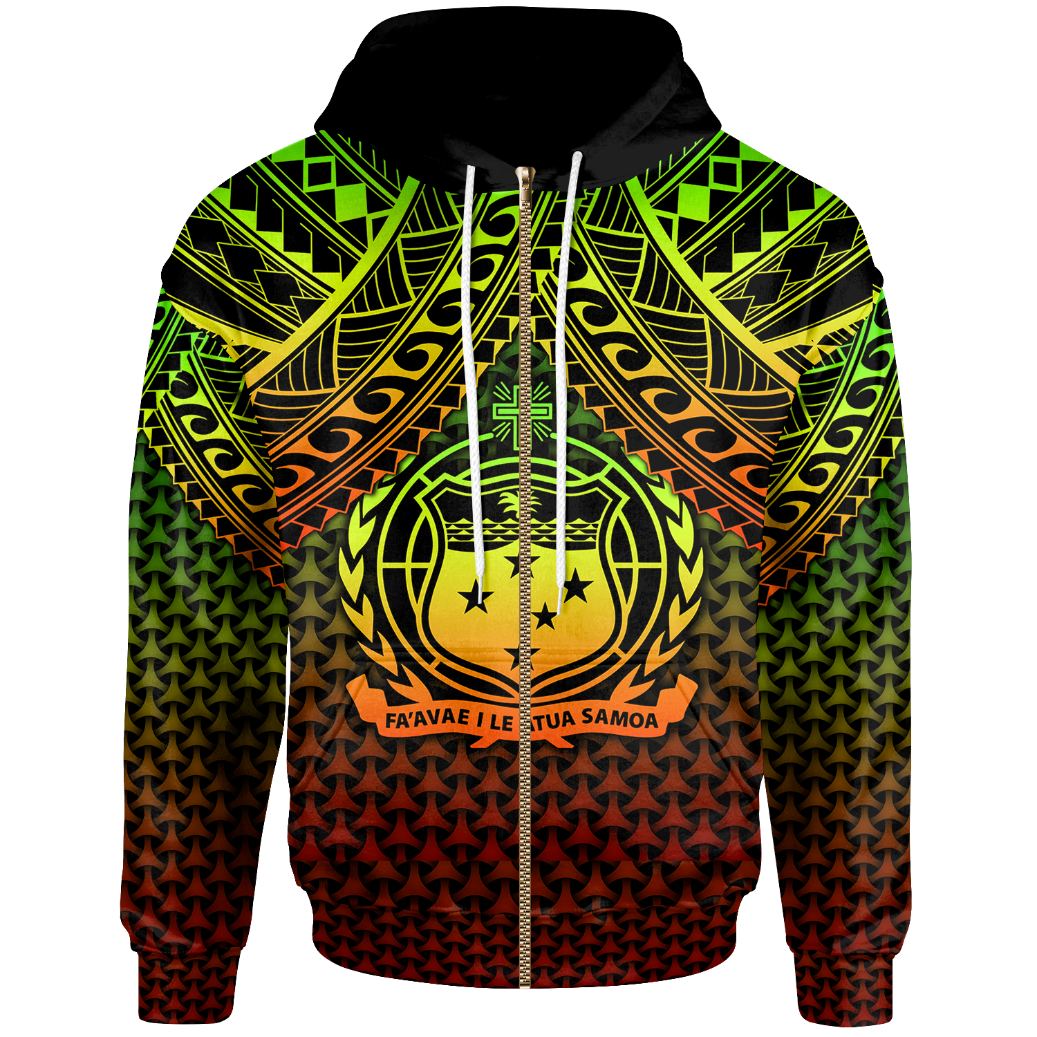 Polynesian Samoa Custom Zip up Hoodie Reggae Vintage Polynesian Patterns Unisex Reggae - Polynesian Pride