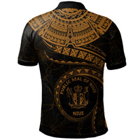Niue Polynesian Polo Shirt Niue Waves (Golden) - Polynesian Pride