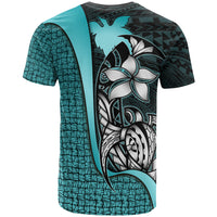 Papua New Guinea Polynesian Custom T Shirt Turquoise Turtle with Hook - Polynesian Pride