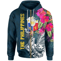 The Philippines Zip up Hoodie Summer Vibes Unisex Blue - Polynesian Pride