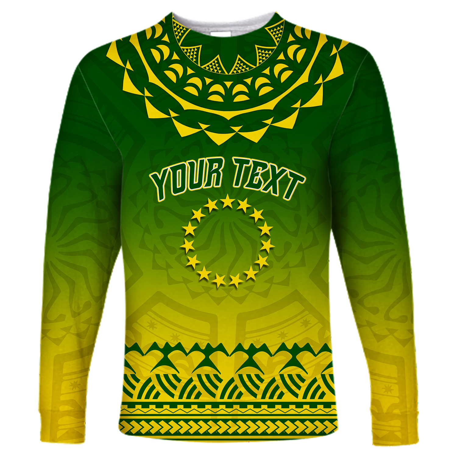 (Custom Personalised) Cook Islands Turtle With Tribal Long Sleeve Shirt - LT12 Unisex Green - Polynesian Pride