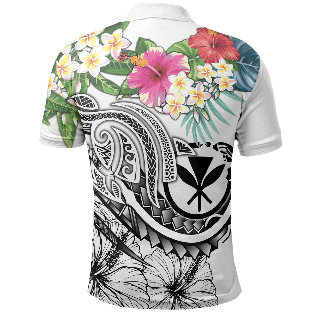 Polynesian Hawaii Kanaka Maoli Polo Summer Plumeria (White) - Polynesian Pride