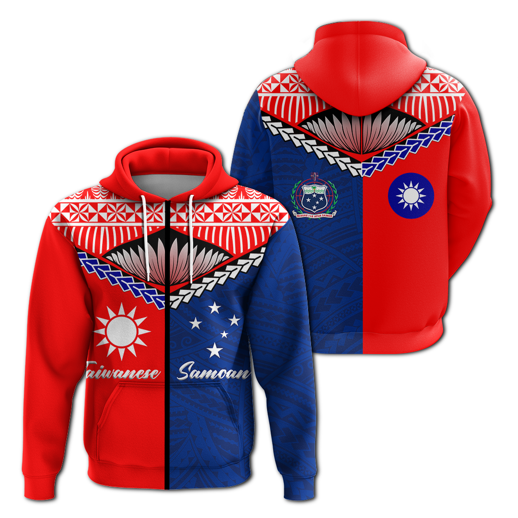 Taiwanese Combine Samoan Pride Hoodie LT12 Zip Hoodie Blue - Polynesian Pride