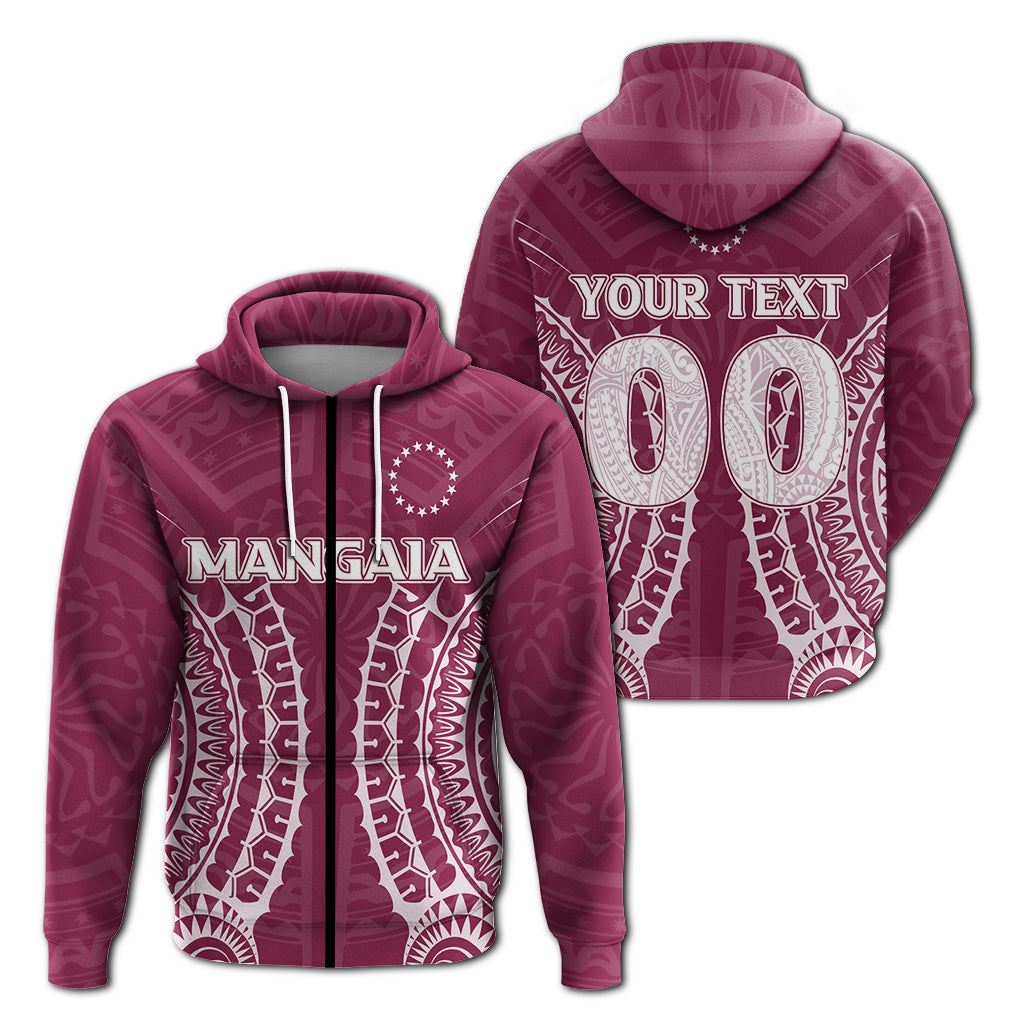 Custom Cook Islands Mangaia Zip up Hoodie Tribal Pattern LT12 Unisex Pink - Polynesian Pride