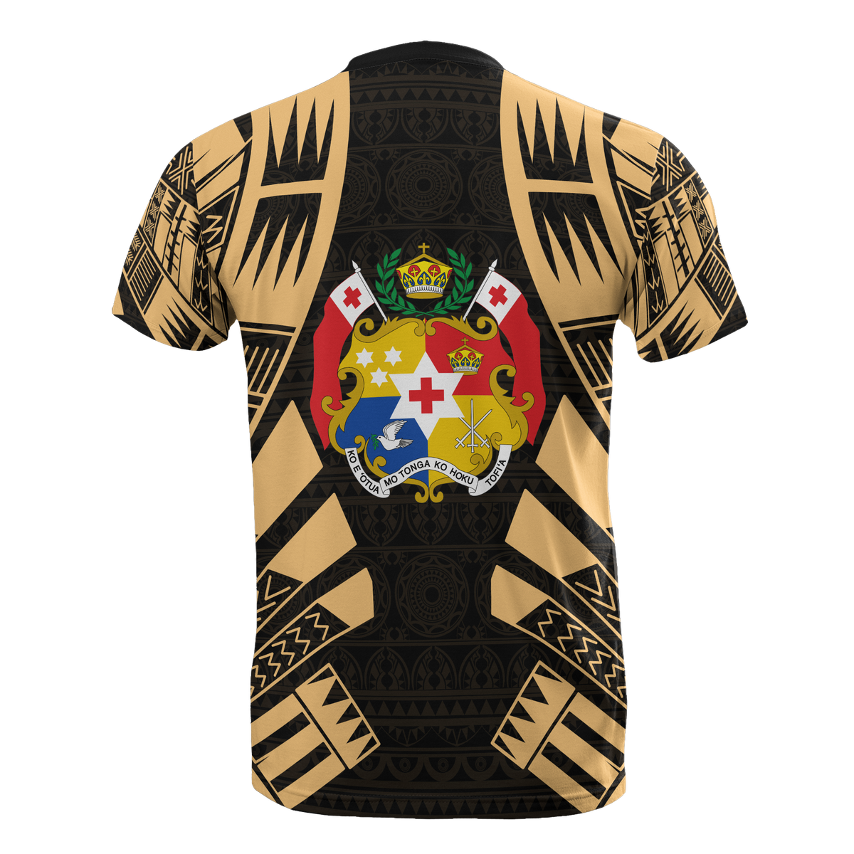 Tonga T Shirt Tonga Coat of Arms Polynesian Tattoo Gold Style - Polynesian Pride