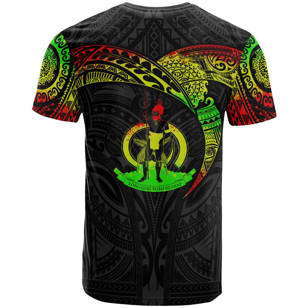 Vanuatu Polynesian T Shirt Full Color Heart Shield - Polynesian Pride