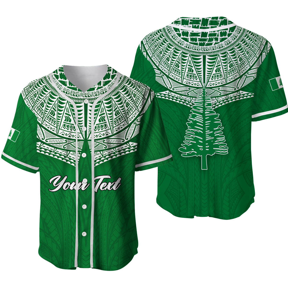 (Custom Personalised) Norfolk Islands Pine Tree Baseball Jersey - LT12 Green - Polynesian Pride