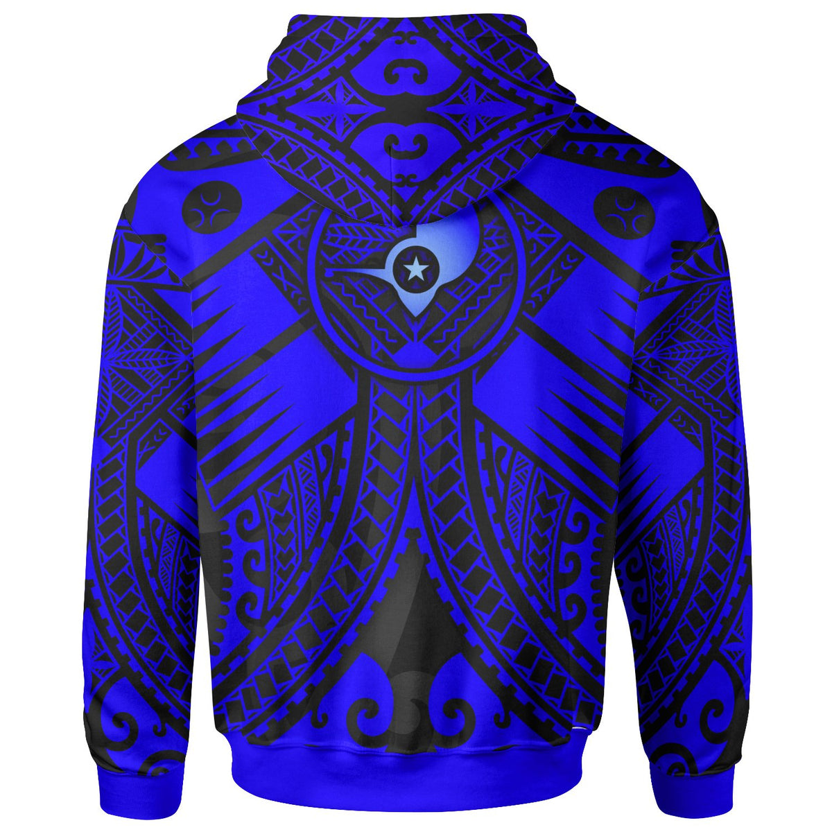 Yap Custom Zip up Hoodie Blue Seal with Polynesian Tattoo - Polynesian Pride