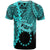 Cook Islands Polynesian Custom T Shirt Tribal Wave Tattoo Neon Blue - Polynesian Pride