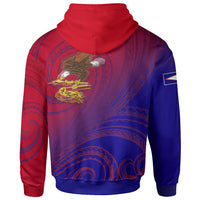 American Samoa Polynesian Hoodie Bald Eagle (Blue Red) - Polynesian Pride