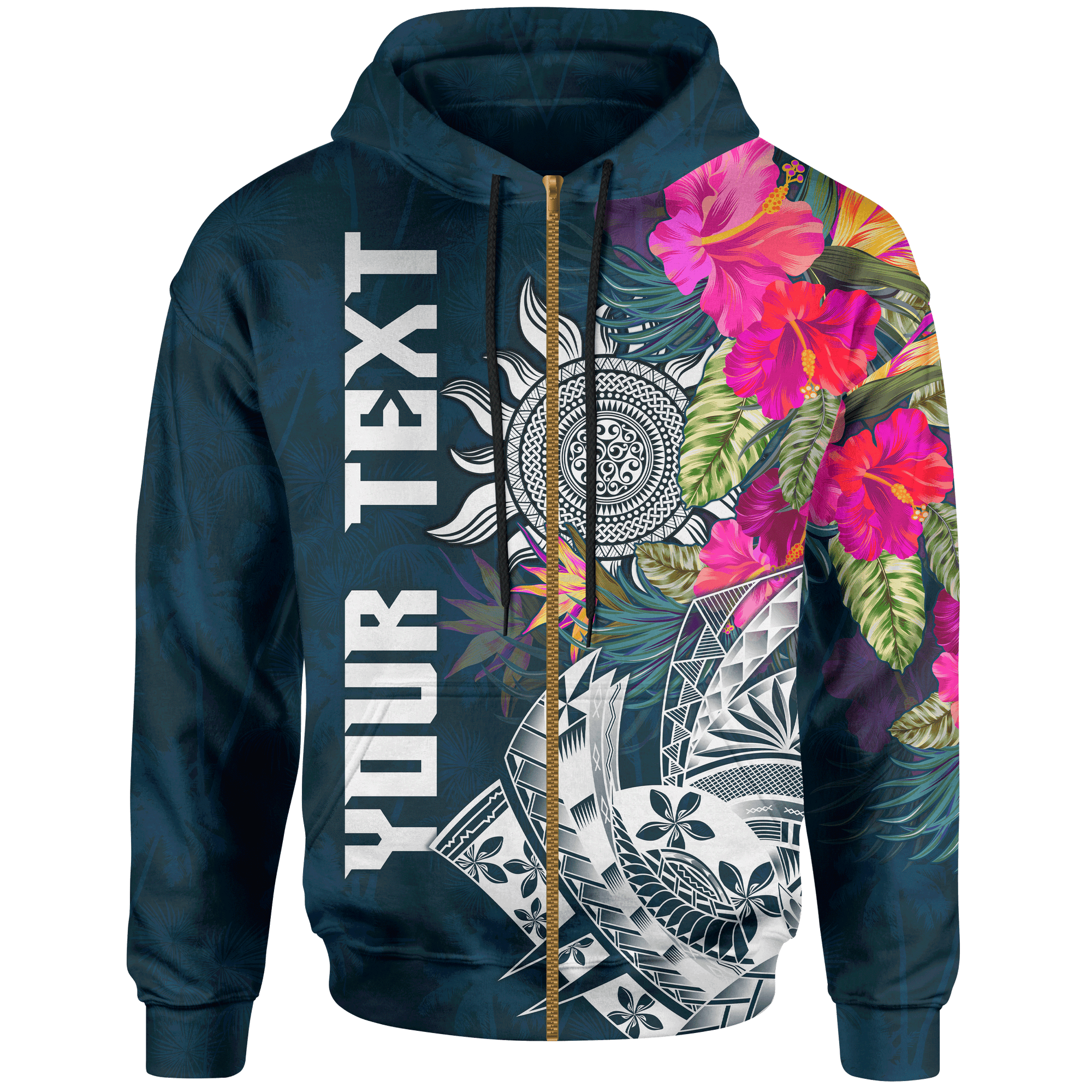 Polynesian Custom Zip up Hoodie Summer Vibes Unisex Blue - Polynesian Pride