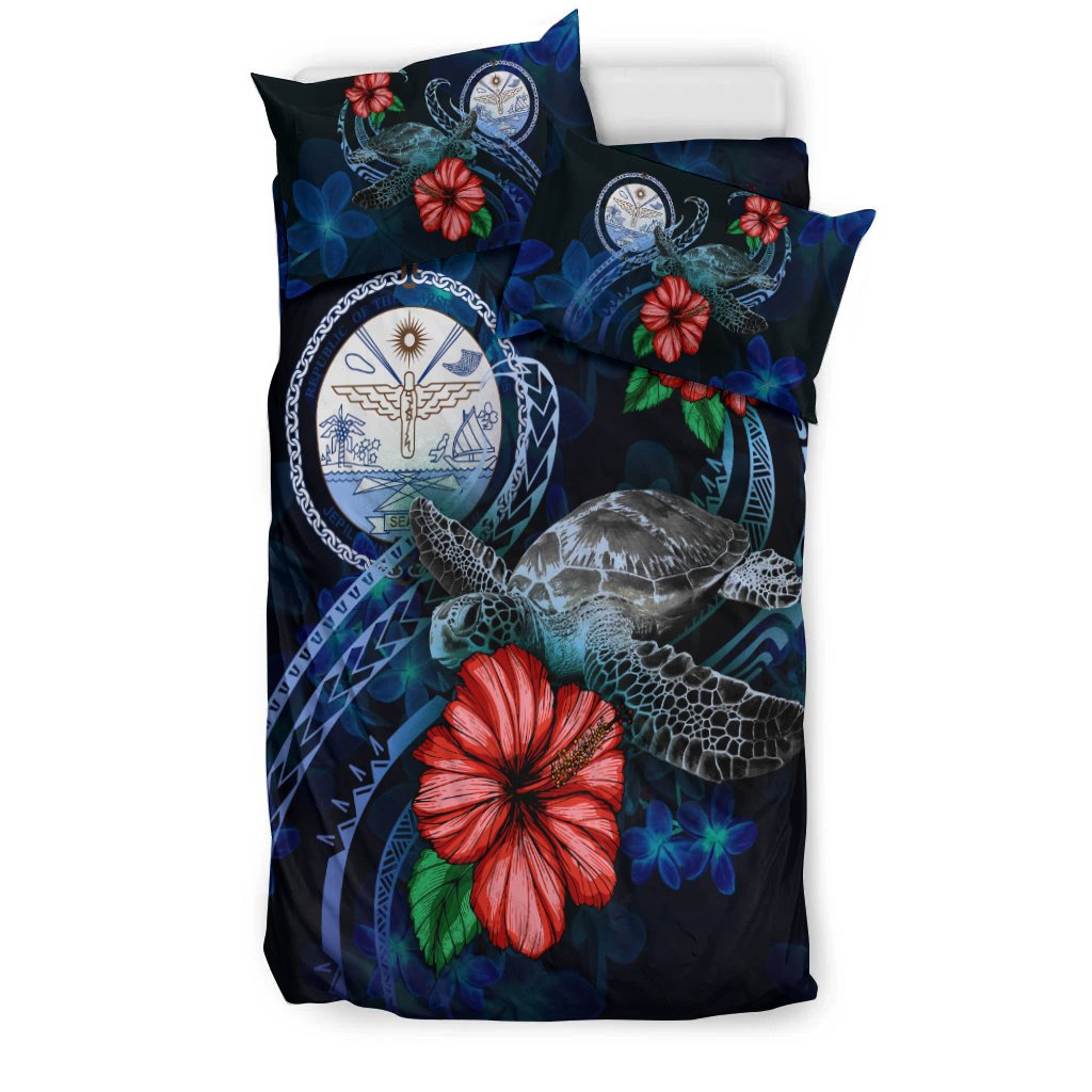 Marshall Islands Polynesian Bedding Set - Blue Turtle Hibiscus - Polynesian Pride