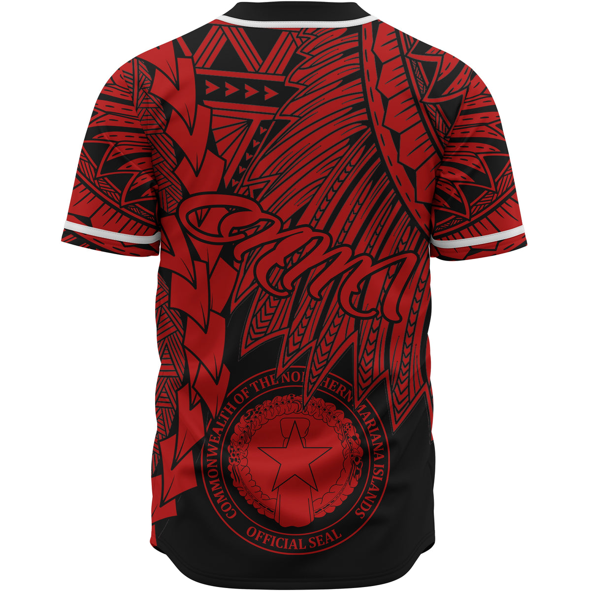 Northern Mariana Islands Polynesian Custom Personalised Baseball Shirt - Tribal Wave Tattoo Red - Polynesian Pride