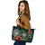 American Samoa Polynesian Leather Tote Bag - Green Turtle Hibiscus - Polynesian Pride