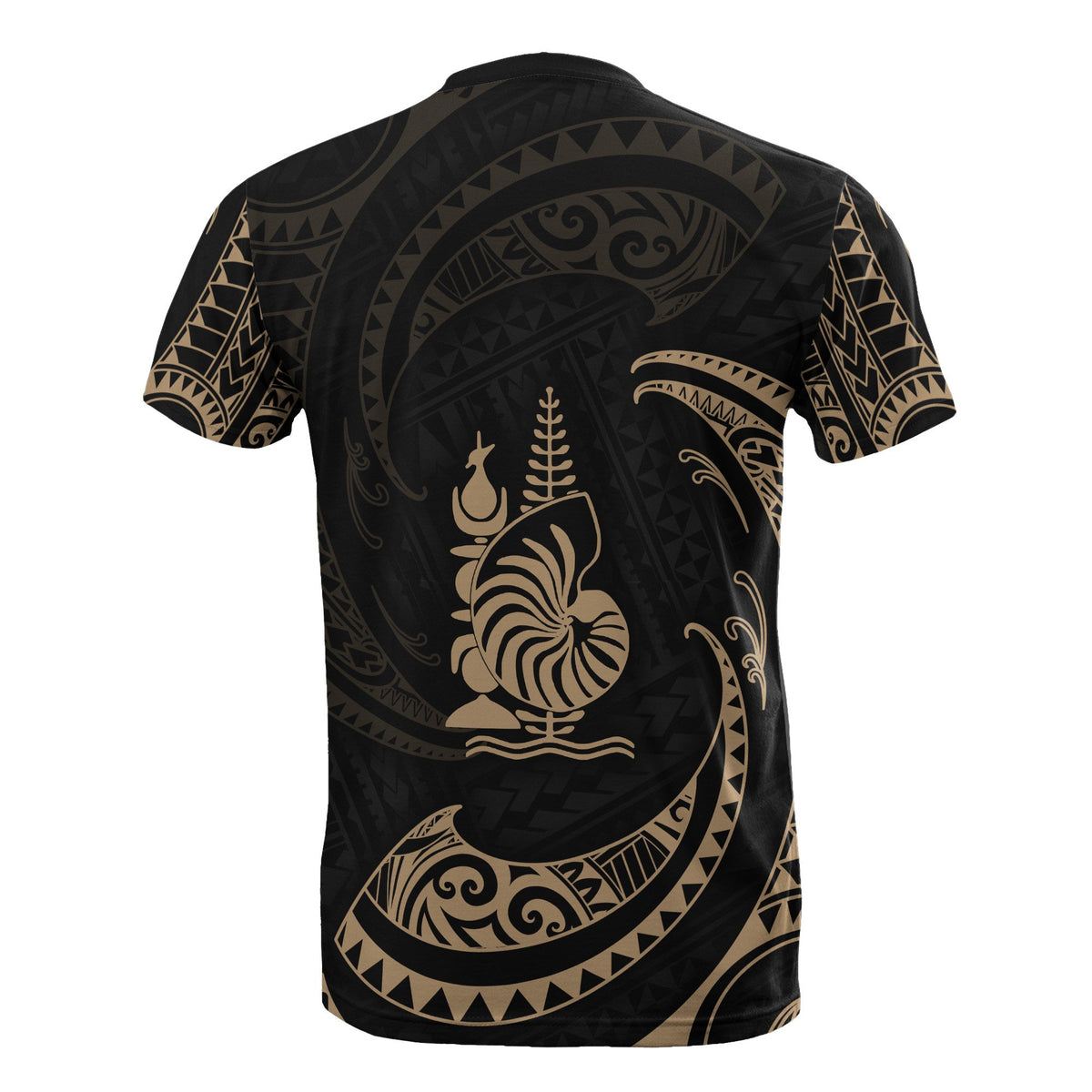 New Caledonia Polynesian Custom T Shirt Gold Tribal Wave - Polynesian Pride
