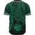 Northern Mariana Islands Polynesian Baseball Shirt - Tribal Wave Tattoo Green - Polynesian Pride