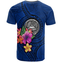 American Samoa Polynesian T Shirt Floral With Seal Blue - Polynesian Pride