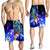 Tonga Men's Shorts - Humpback Whale with Tropical Flowers (Blue) - Polynesian Pride