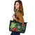 Tuvalu Polynesian Leather Tote Bag - Green Turtle Hibiscus - Polynesian Pride