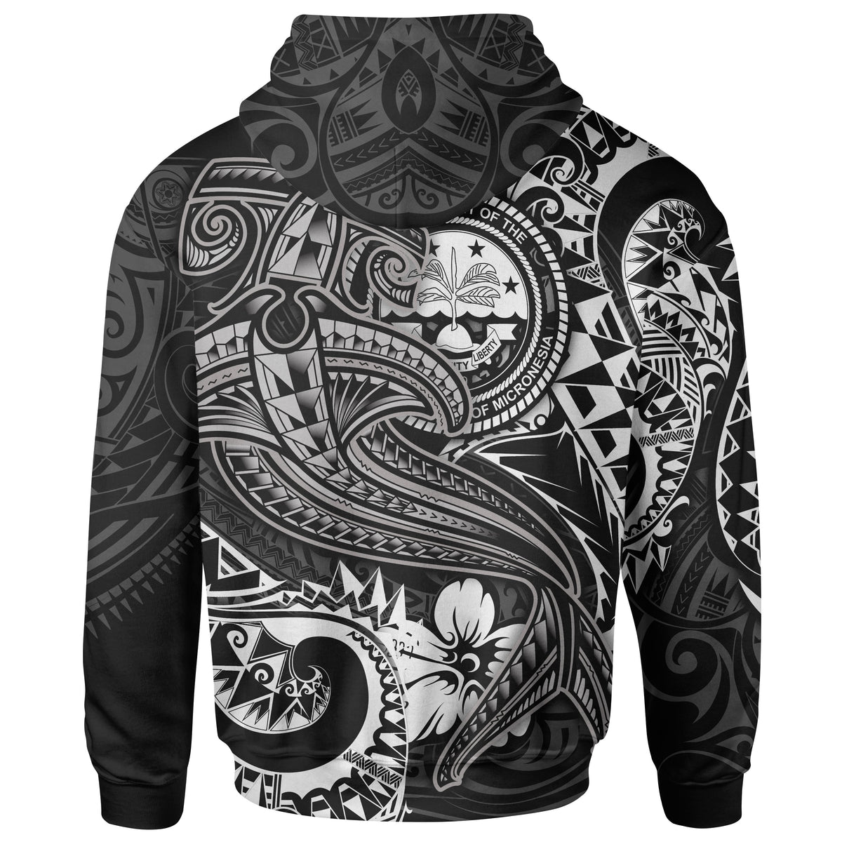 FSM Zip up Hoodie White Shark Polynesian Tattoo - Polynesian Pride