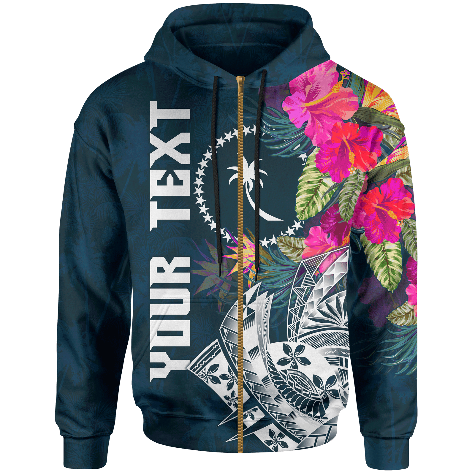 Chuuk Custom Zip up Hoodie Summer Vibes Unisex Blue - Polynesian Pride