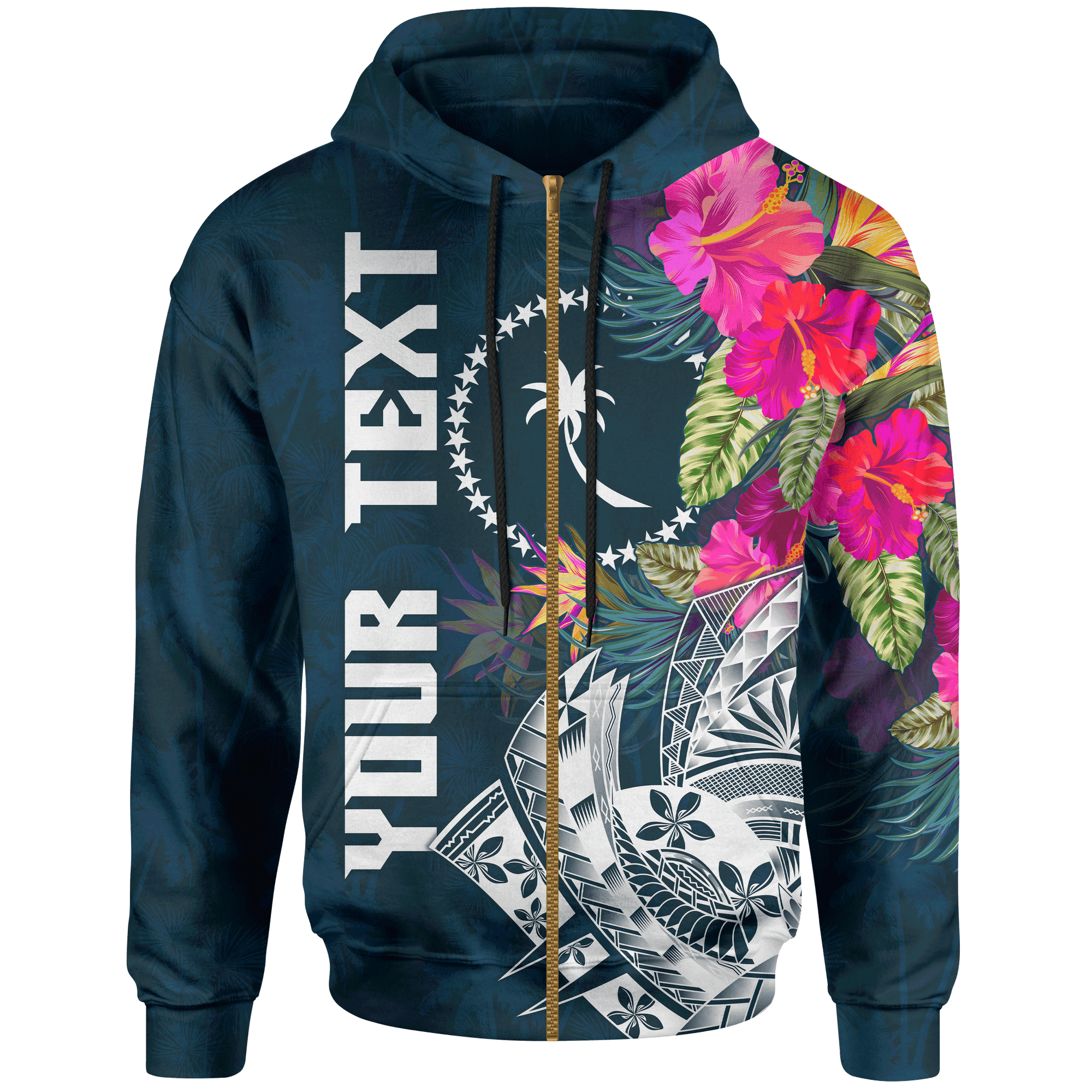 Chuuk Custom Zip up Hoodie Summer Vibes Unisex Blue - Polynesian Pride