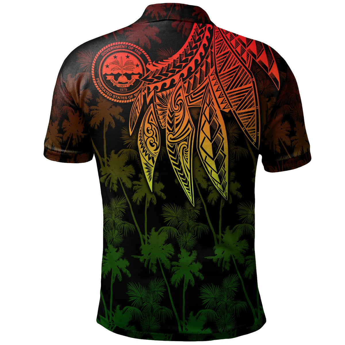 Federated States of Micronesia Polo Shirt Polynesian Wings (Reggae) - Polynesian Pride