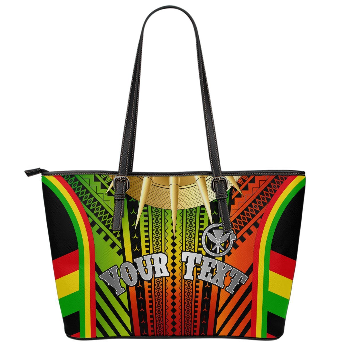 Hawaii Polynesian Custom Personalised Leather Tote Bag - Tribal Ornamental Reggae - Polynesian Pride