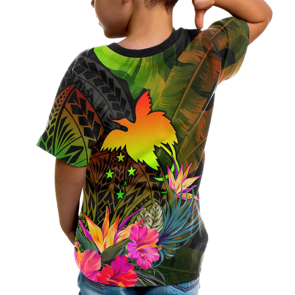 Papua New Guinea Polynesian Custom T Shirt Hibiscus and Banana Leaves - Polynesian Pride