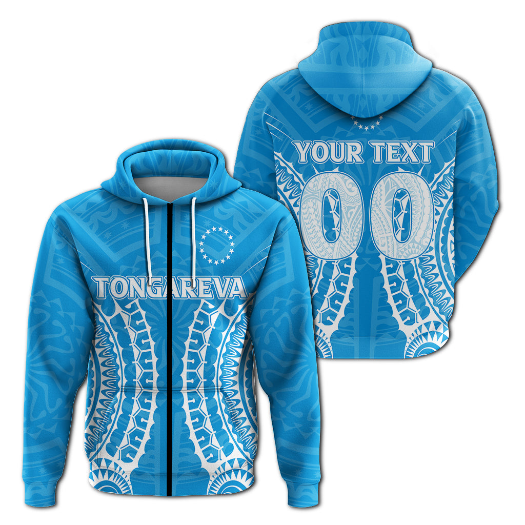 Custom Cook Islands Tongareva Zip Hoodie Tribal Pattern LT12 Unisex Blue - Polynesian Pride