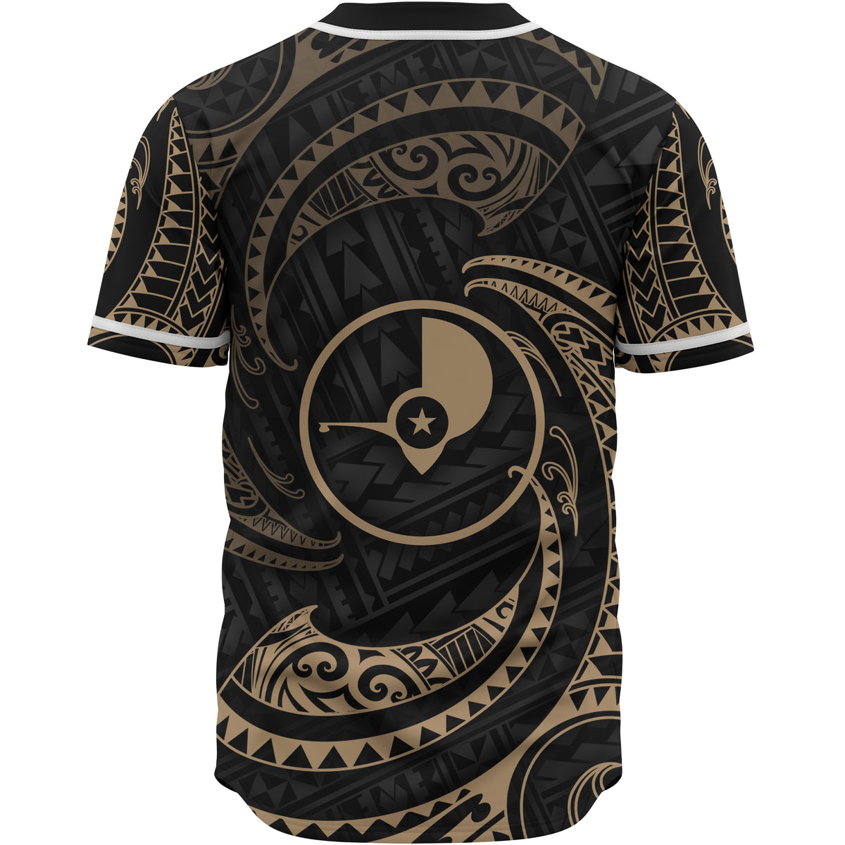 Yap Micronesia Baseball Shirt - Gold Tribal Wave - Polynesian Pride