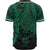 Niue Polynesian Custom Personalised Baseball Shirt - Tribal Wave Tattoo Green - Polynesian Pride