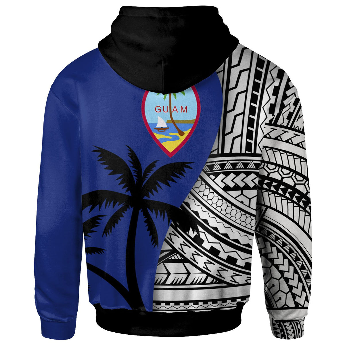 Guam Custom Hoodie Coat of Arm and Polynesian Patterns - Polynesian Pride