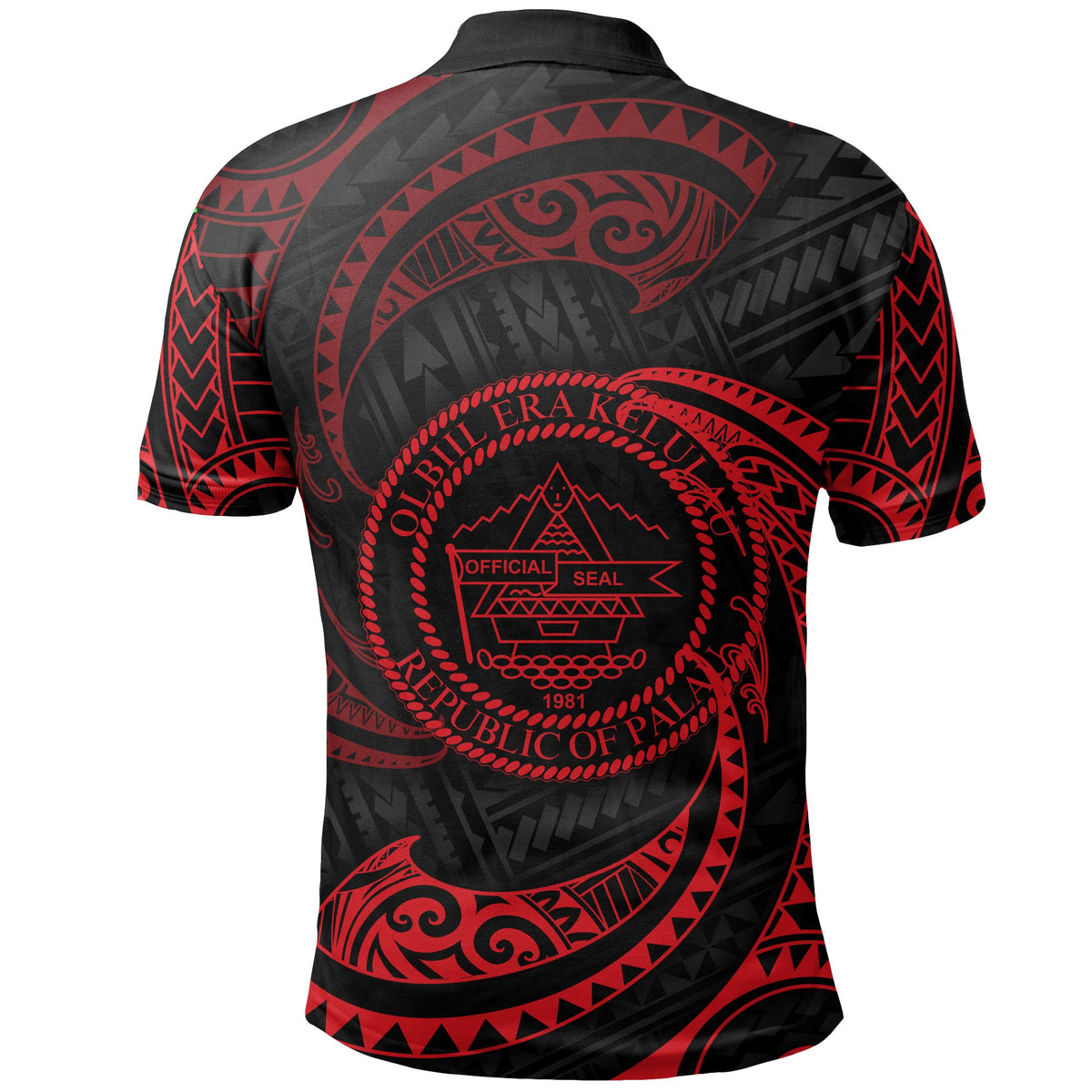 Palau Polynesian Polo Shirt Red Tribal Wave - Polynesian Pride