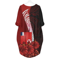 Wallis and Futuna Polynesian Batwing Pocket Dress - Hibiscus With Coat Of Arm - Polynesian Pride