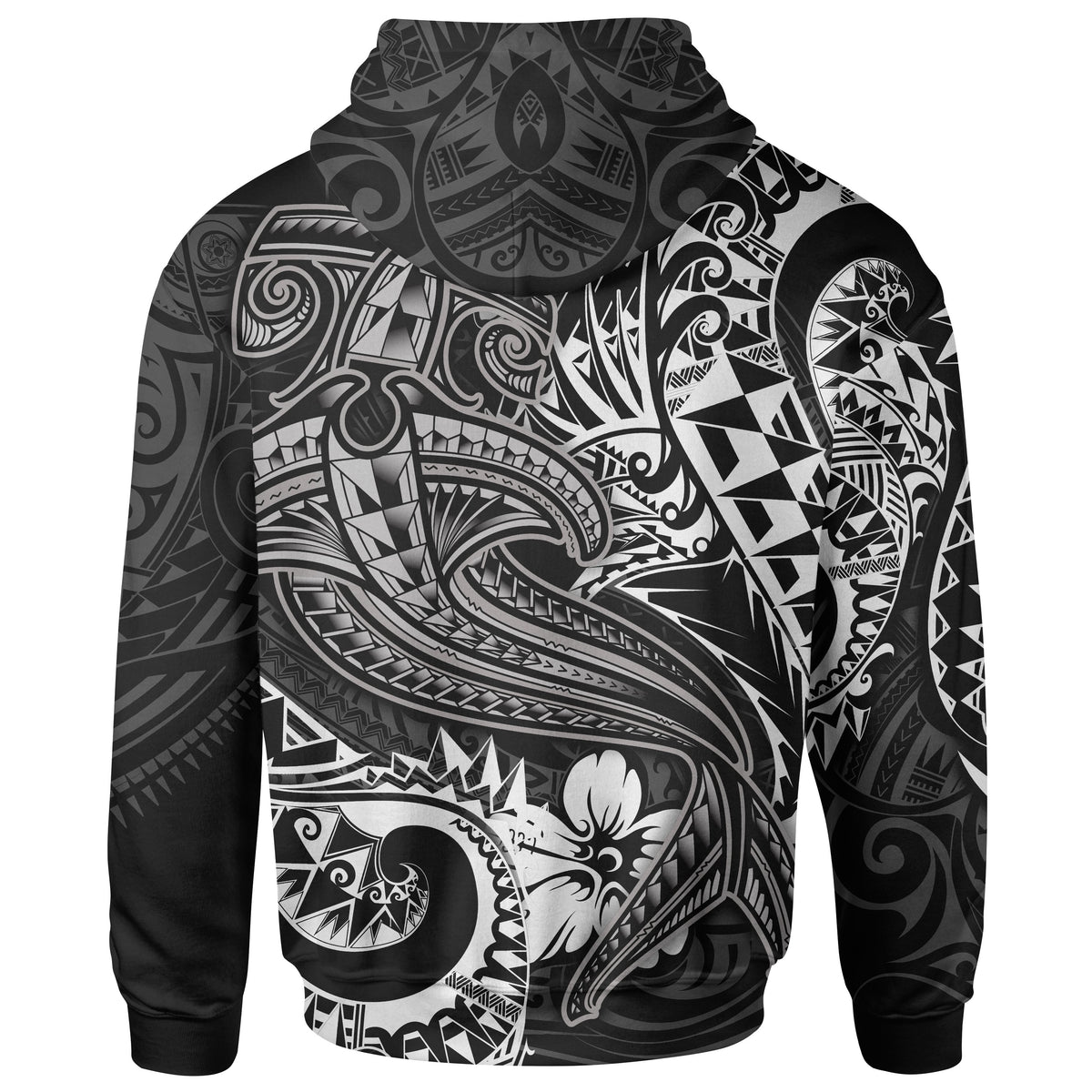 Polynesian Hoodie White Shark Polynesian Tattoo - Polynesian Pride