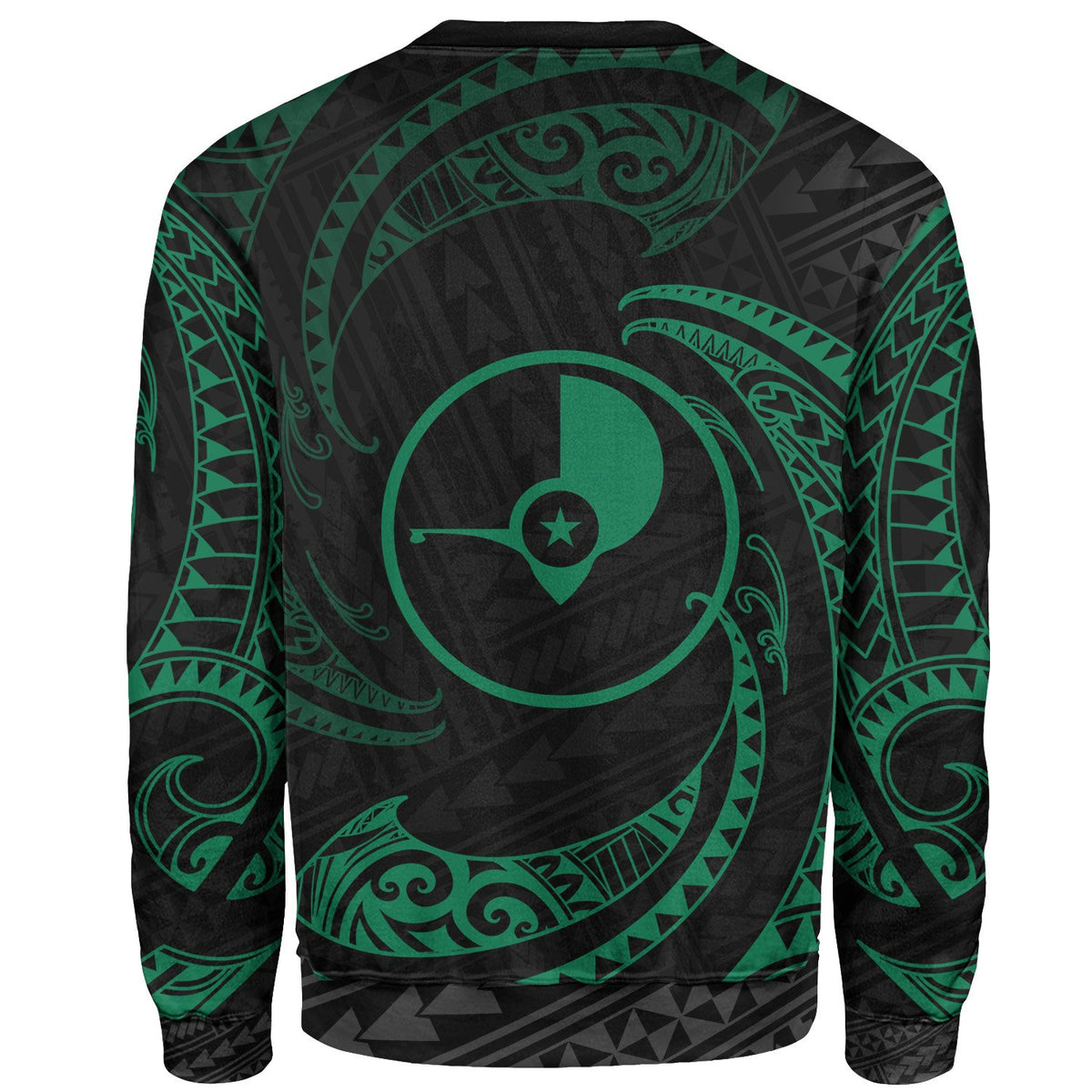 Yap Polynesian Custom Personalised Sweater - Green Tribal Wave - Polynesian Pride