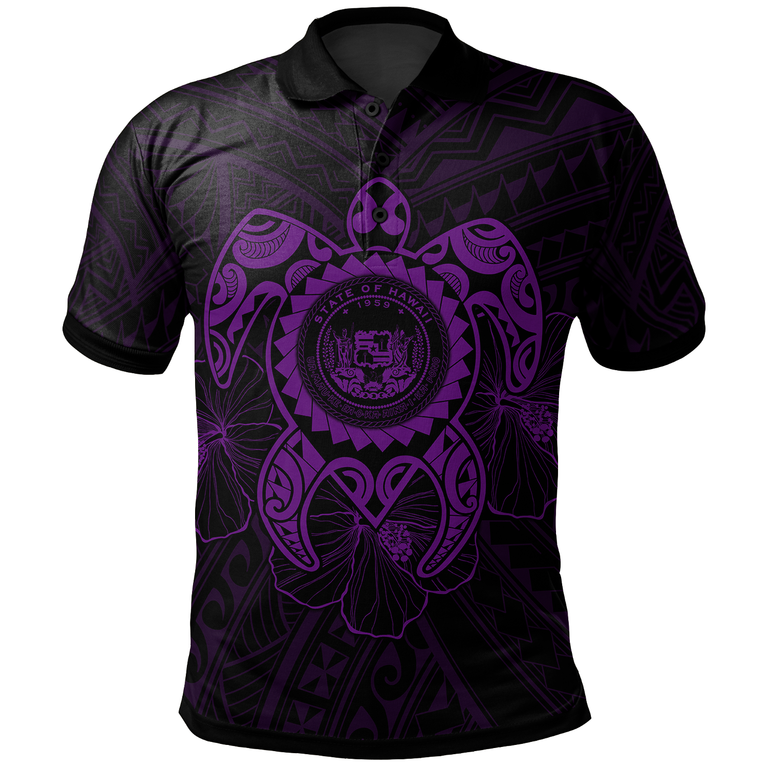 Hawaii Polynesian Polo Shirt Vintage Polynesian Turtle (Purple) Unisex Purple - Polynesian Pride