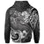 Tahiti Zip up Hoodie White Shark Polynesian Tattoo - Polynesian Pride