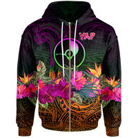 YAP Zip up Hoodie Summer Hibiscus Unisex Reggae - Polynesian Pride