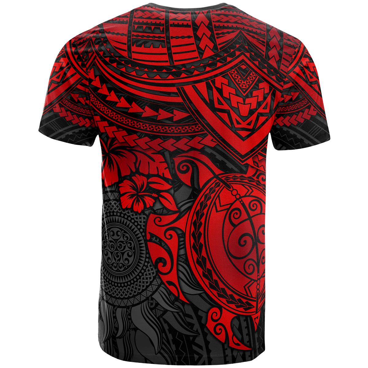 Polynesian T Shirt Polynesian Red Turtle Hibiscus - Polynesian Pride