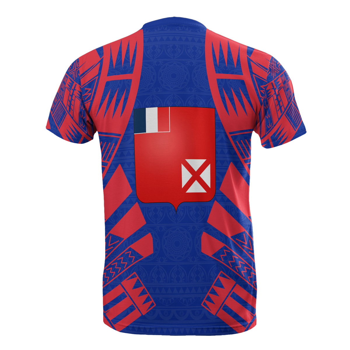 Wallis and Futuna T Shirt Wallis and Futuna Coat of Arms Polynesian Tattoo Blue Style - Polynesian Pride